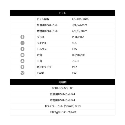 12V ブラシレスドリルドライバー